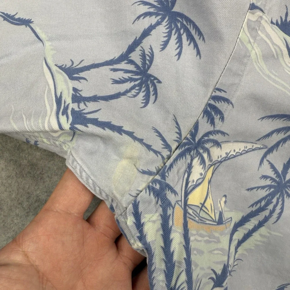 Vintage Polo Ralph Lauren Shirt Mens Medium Blue Floral Clayton Loop Collar Camp